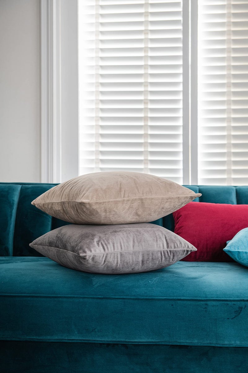 DEZENE Throw Pillow Covers 20x20 Dark-Grey: 2 Pack Cozy Soft Velvet Square Decorative Pillow Cases for Farmhouse Home Decor - Image 5